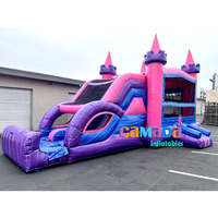Piscine combinée gonflable extérieure humide et sèche pour adultes de qualité commerciale avec rebond et toboggan Combo toboggan humide et sec pour adultes