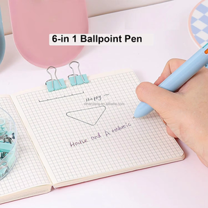 Ensemble de papeterie mignon de 7 pièces, <span class=keywords><strong>fournitures</strong></span> scolaires et de bureau Kawaii avec stylos à bille, surligneur, ruban correcteur, ensemble de papeterie - Product Image 2