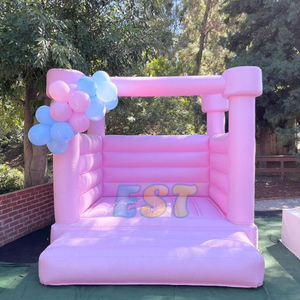 Équipement de jeu doux avec fosse à balles commerciale de châteaux sautant roses avec toboggan pour la fête des enfants - Product Image 3