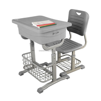 Juego de Escritorio y Silla para Estudiantes de Plástico Ajustable en Altura Zoshine con Estante para Libros de Metal para Aula Escolar