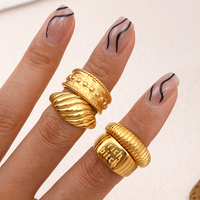Bague en acier inoxydable, bijou irrégulier pour hommes et femmes, Design spécial, personnalisé, épais et irrégulier plaqué or 18K