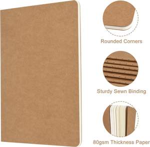 Carnet de notes en papier kraft personnalisé <span class=keywords><strong>2022</strong></span> format A5, couverture souple, cahier d'exercices de reliure à coudre, cahier d'affaires imprimé avec PP pas cher - Product Image 4