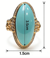 Bagues en alliage plaqué or 18 carats avec pierres vertes, bijoux rétro à la mode pour femmes, vente en gros personnalisée