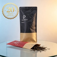 Emballage alimentaire de luxe haut de gamme pour thé et café, pochette en mylar mate brillante résistante à l'humidité, à trois côtés scellés avec fermeture éclair refermable
