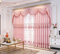 Panneaux de rideaux occultants thermiques de style luxueux, beige, brodés de fleurs, pour salon