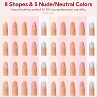 150 faux ongles nude neutres en ABS, amovibles, en gel souple, style français moyen, carrés, pour manucure artificielle
