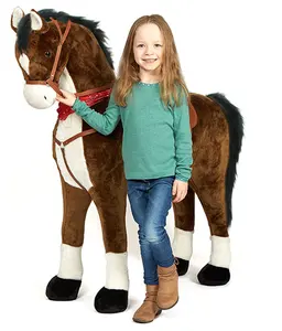 70cm Beautiful Customized Stuffed Plush Standing Horse Doll Toy With Colorful Knitted Windbreak Hood Slacks Sports Shoes