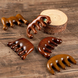 Pente de Madeira Natural com 5 Dedos para Massagem no Couro Cabeludo - Alivia o Estresse e Melhora a Circulação Sanguínea, Ferramenta Ecológica para Cuidado Capilar - Product Image 1