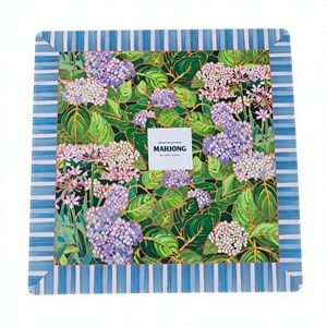 Housse de table en néoprène antidérapante de style Mary Benson, luxueuse et artistiquement conçue, avec motifs floraux, tulipes, papillons et rayures, tapis de mahjong - Product Image 5