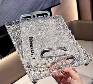 Plateau de service de nourriture en acrylique transparent ondulé personnalisé de conception classique plateau d'affichage rectangulaire transparent - Product Image 6