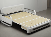 Canapé-lit de luxe moderne pour salon, pliable et extensible, avec structure métallique, revêtement en tissu, mousse haute densité et rangement, idéal pour appartement