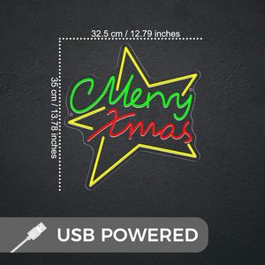 Disponibile: Insegna al Neon 'Buon Natale' a Forma di Stella, Decorazione Festiva <span class=keywords><strong>LED</strong></span> da Parete per Natale - Product Image 2