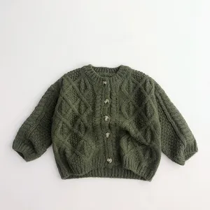 Ivy42110A Fall winter baby boys girls sweater kids cotton solid knitted cardigans children unisex knitwear coat