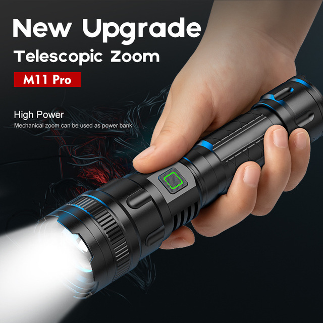 Super Quality Tactical Flashlight with Logo Torch Light Long Range Rechargeable Powerful Flash Light with Telescope for Outdoor