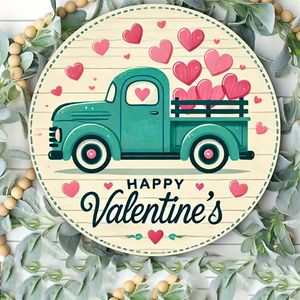 American Country Style Valentines Day Series Wooden Decorative Door Sign Round Logo Hanging Plaque for Wall Decoration - Product Image 5