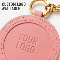 Porte-clés rond en cuir de 12 cm pour kit de broderie DIY, breloque de sac florale de luxe faite à la main, porte-clés artisanal en cuir rose