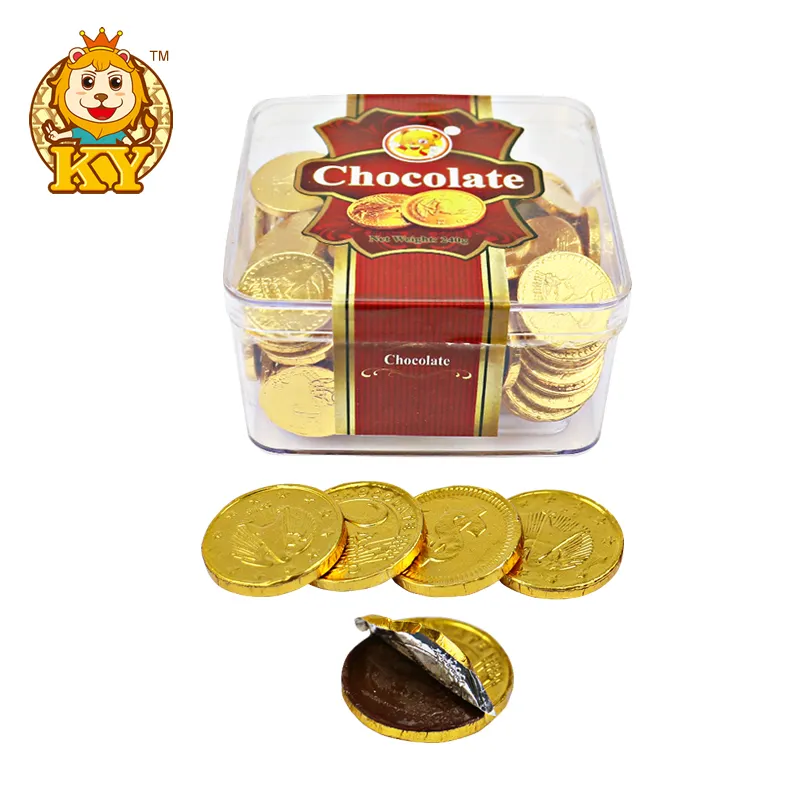 Moeda de ouro redonda de chocolate personalizada atacado 100 peças