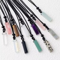 Kinchill Naturstein Amethyst Trendiger Bambus Rechteckiger 3D Halbedelstein DIY Anhänger Halskette Zubehör