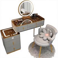 Table de maquillage LED de style industriel, coiffeuse intelligente avec cadre en bois et métal, OEM, prix bas