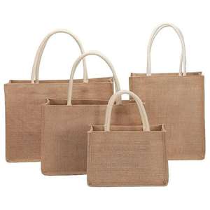 Bolsa de Compras Personalizada al por Mayor, Bolsa de Yute Natural Ecológica Grande con Impresión Personalizada, Bolsa de Playa - Product Image 1