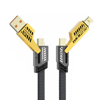 Cable de Carga Rápida PD de 65W al por Mayor, Cable Cargador Multiusos 4 en 1 con Pantalla de Voltaje y para Uso en Automóvil
