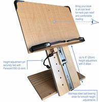 Support de lecture ergonomique portable, réglable en hauteur, pliable, à hauteur des yeux, pour lire sans utiliser les mains, pour les grands livres épais et lourds et les tablettes