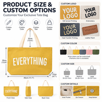 Sac fourre-tout en toile jaune naturel JC BASIC avec poignée, fond structuré en tissu épais, réutilisable, cadeau d'entreprise, marque privée, OEM ODM
