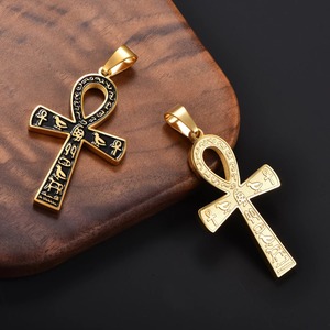 Pendentif en acier inoxydable émaillé, croix Ankh, clé de <span class=keywords><strong>la</strong></span> vie, colliers, charme de prière, amulette égyptienne, accessoire de bijoux pour femmes et hommes - Product Image 3