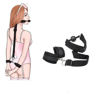SM geri kelepçe kısıtlama BDSM seks oyuncak seti ağız Slave Slave oyna <span class=keywords><strong>Sextoy</strong></span> yetişkin çift kadın 18 + esaret kiti Set seks ürün dükkanı - Product Image 2