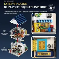 Reobrix 66506 1389PCS Juego de Bloques de Construcción de Restaurante Japonés con Barbacoa, Modelo MOC, Juguete de Tecnología de Plástico, Moderno, para Festivales