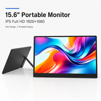 Moniteur portable professionnel sans fil 15,6 pouces FHD 1080P IPS avec support intégré et double haut-parleur, deuxième écran pour ordinateur portable professionnel