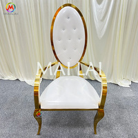 Grande Vente Chaise Haute à Dossier en Acier Inoxydable Style Luxe avec Accoudoirs, Chaise Royale pour Mariage