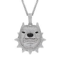 BES Micro-incrusté 5A Zircon Laiton Plaqué Or Tête De Chien Pendentif pour Collier Personnalisé Hip-Hop Bijoux pour Hommes et Femmes