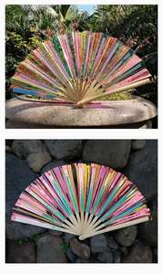 พัดไม้ไผ่สีรุ้งขายดี พัดมือขนาดใหญ่ พัดเสียงดังสำหรับงานเต้นรำ - Product Image 4