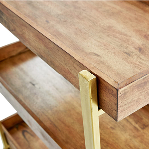 <span class=keywords><strong>Chariot</strong></span> de <span class=keywords><strong>bar</strong></span> mobile de luxe en <span class=keywords><strong>bois</strong></span> et or clair pour boissons, café, snacks et champagne, idéal pour l'extérieur et le style rustique - Product Image 3