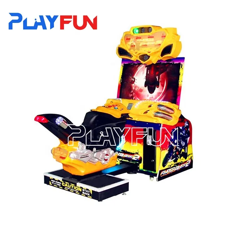 Playfun 42 pantalla LCD operada por monedas doble Arcade FF Super Bike 2 Video conducción simulación coche motor carreras motocicleta juego