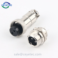 Enchufe GX12 macho y hembra de 2 pines, conector eléctrico redondo de Metal para aviación, GX12