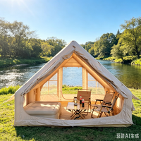 Tente pneumatique 2-3 personnes, imperméable, en tissu Oxford, portable, gonflage rapide, pour le backpacking, grande tente de camping gonflable