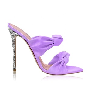 2024 estate tendenza moda lusso Mules sandalo in raso <span class=keywords><strong>con</strong></span> Glitter tacco a matita per le calzature da donna - Product Image 5