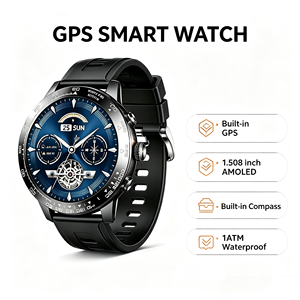 <span class=keywords><strong>Reloj</strong></span> Inteligente <span class=keywords><strong>GPS</strong></span> para Hombre 2026 G303, Pantalla AMOLED de 1.508 Pulgadas, Brújula Integrada, Resistente al Agua 3ATM, Llamadas Bluetooth, Logotipo Personalizado, Venta al Por Mayor de Fábrica - Product Image 1
