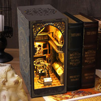 Juguete de Rompecabezas 3D Ecológico de Madera Contrachapada, Casa de Muñecas Hecha a Mano, Kit de Construcción de Biblioteca, Escala 1:8
