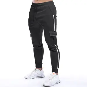 Nouvelle mode vêtements de travail hommes grand cordon Sport pantalon avec poche grande taille côté perlé pantalon décontracté Jogging pantalon