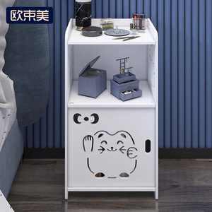 Simple Modern 3 Tier Bedside Cabinet Wood <b>Plastic</b> Composite Storage <b>Shelf</b> For Home Bedroom Use - Product Image 5