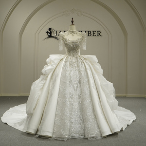 Gt26058 Modern Sweetheart Ball Gown Floor-Length Chapel Train Long Sleeve Backless <b>Wedding</b> Dress 100% Polyester Lace Plus Size - Product Image 1