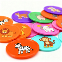 Nouvelles pièces de monnaie en plastique bon marché en gros, imprimées avec des motifs de tigre, de girafe, de lapin, de dessins animés, cadeaux de jeu, pièces de monnaie personnalisées en plastique, animaux