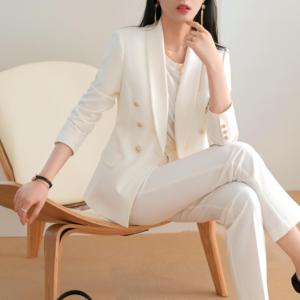 패션 OEM 맞춤 5XL 플러스 사이즈 여성용 흰색 정장 재킷 블레이저 및 코트 수트 - Product Image 5