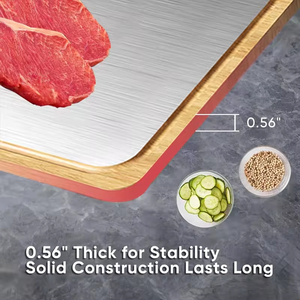 Double Sided Cutting Board Thickened Stainless Steel Bamboo Wood Large <b>Chopping</b> Boards Kitchen <b>Chopping</b> <b>Blocks</b> with Juice Groove - Product Image 4