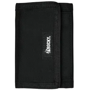 Rocky Men's Pershing Nylon Trifold Wallet A Rocky logo emboss is on the front and a woven Rocky logo label on the inside