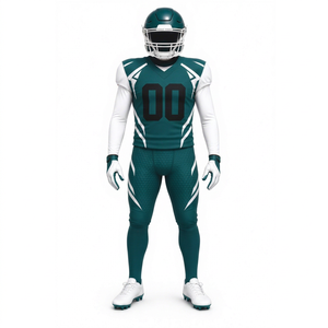 Uniforme de football américain pour hommes, maillot sans manches à col en V avec pantalon rembourré, tissu respirant en polyester anti-humidité - Product Image 1