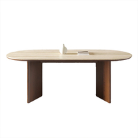 Ensemble Table à Manger Moderne en Frêne Massif 8 Chaises avec Plateau en Marbre et Pied Ovale pour Maison ou Restaurant